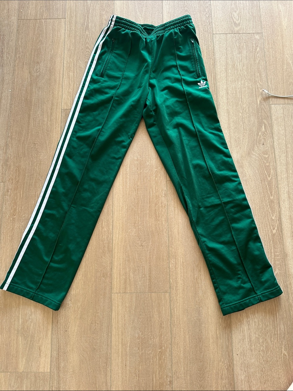 adidas Green Kids Track Pants with White Side Stripes